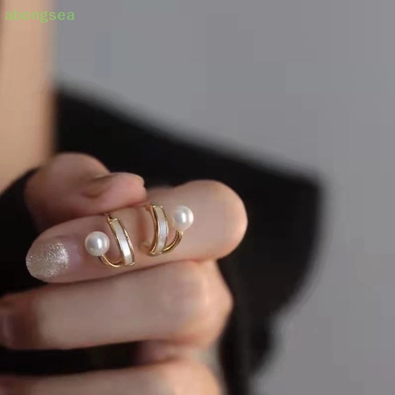 Abongsea Bông Tai Ngọc Trai Thời Trang Hàn Quốc Đơn Giản Phong Cách Baroque Cổ Điển Cho Nữ