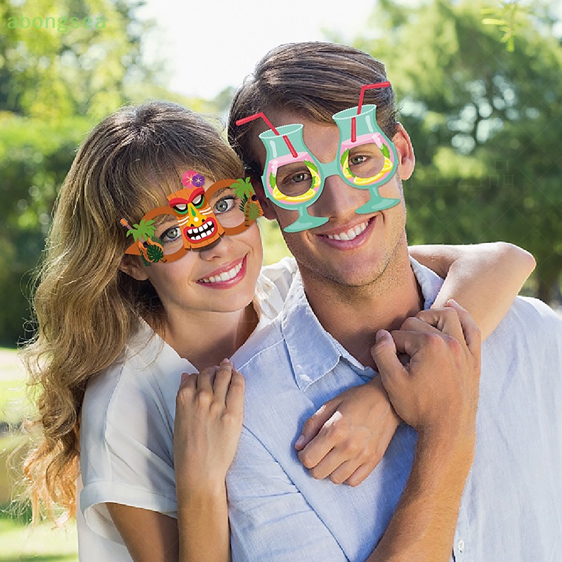 Set 8 Mắt Kính Bằng Giấy Dùng Trang Trí Tiệc Phong Cách Hawaiian
