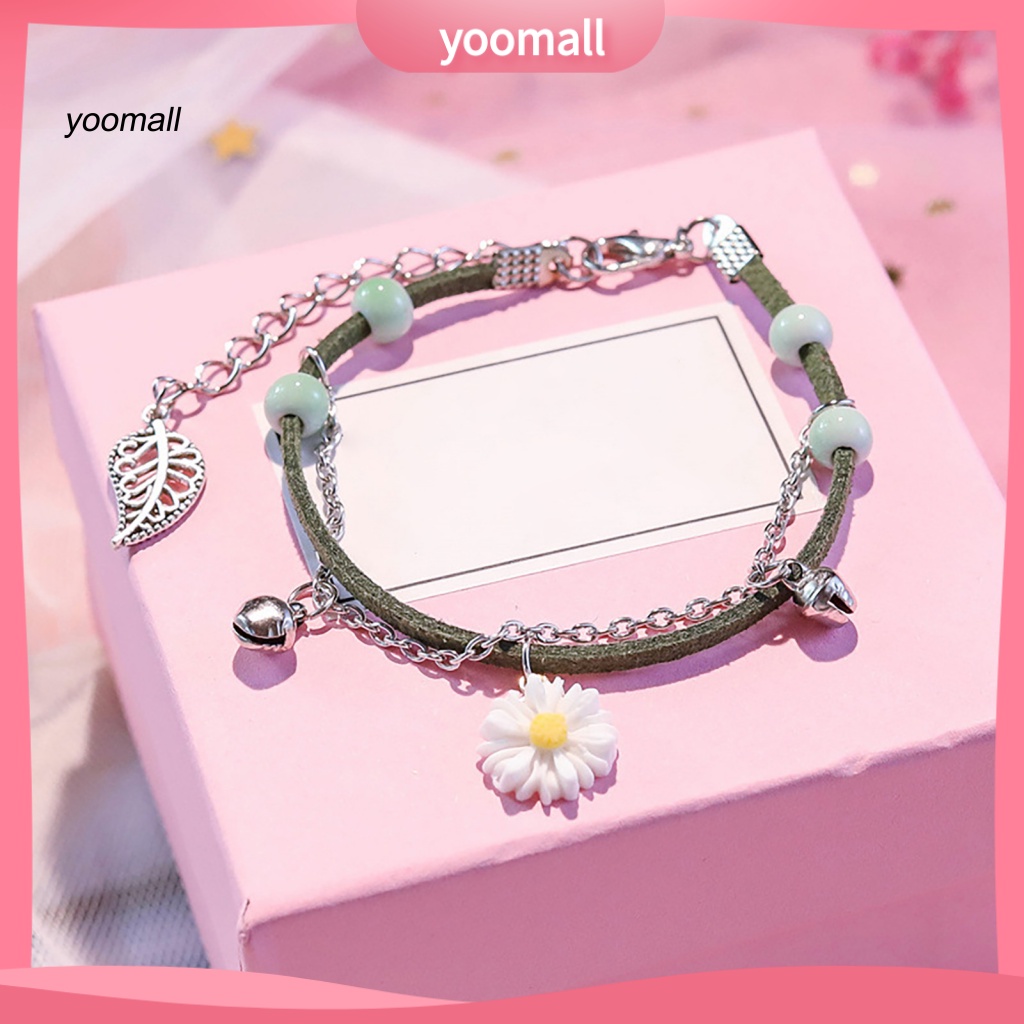 Vòng Đeo Tay Hai Lớp Họa Tiết Hoa Cúc Thời Trang Dành Cho Nữ