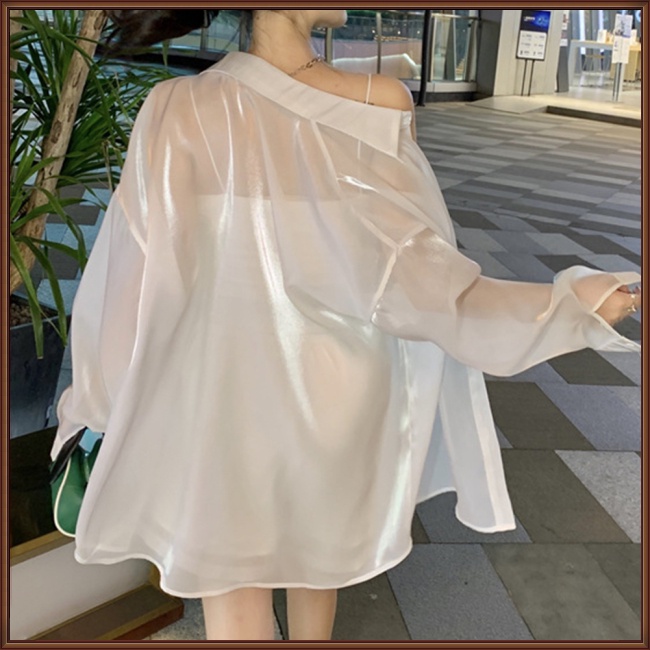 Áo Sơ Mi Dài Tay Chống Nắng Màu Trơn Thời Trang Mùa Hè Giản Dị Dành Cho Nữ