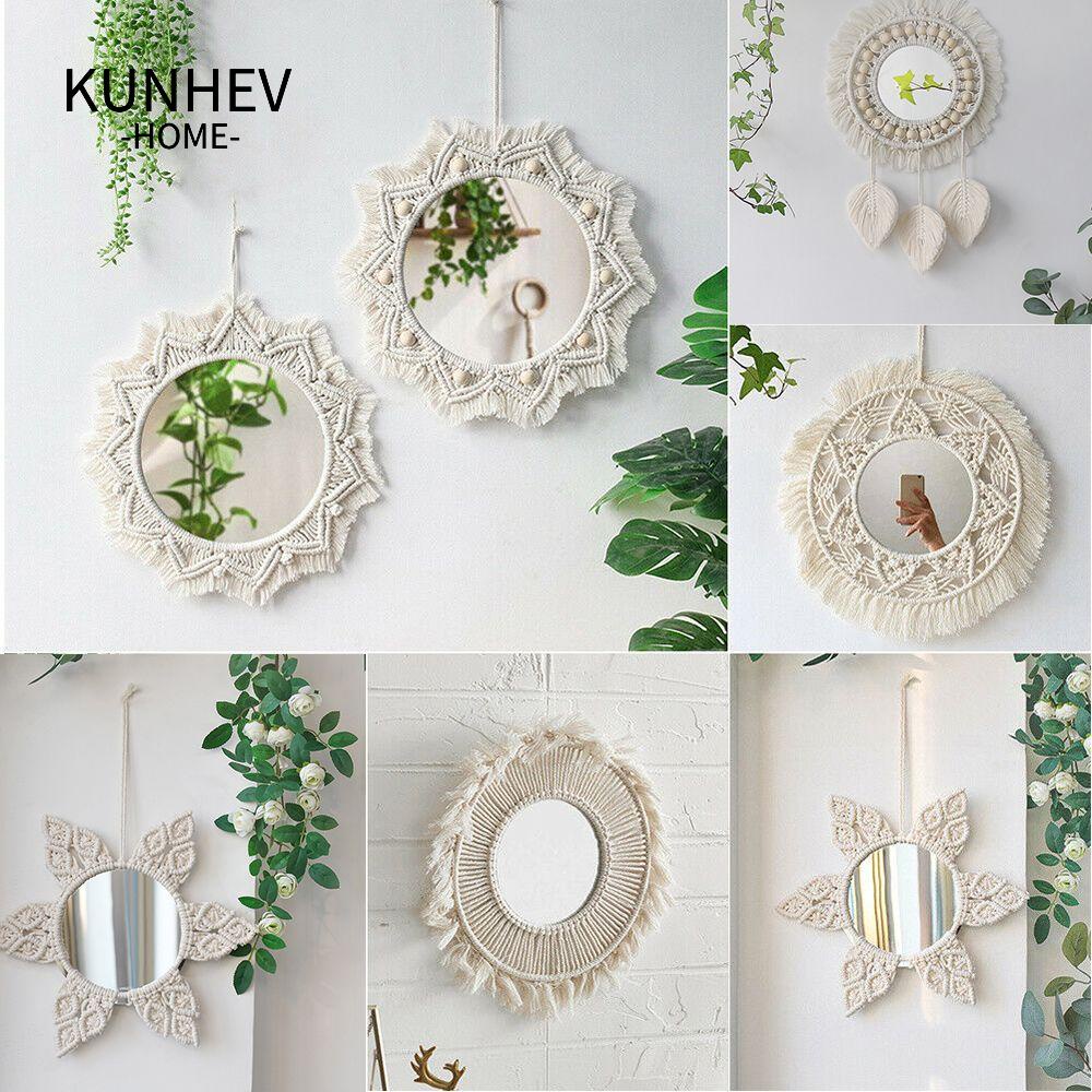KUNHEV Gương Treo Tường Handmade Hình Tròn Thiết Kế Mới Cao Cấp Thời Trang