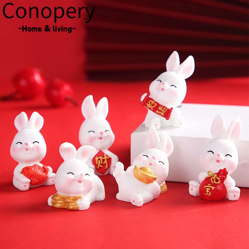 CONOPERY Bộ 6 Đồ trang trí Thỏ Con Dễ Thương Dùng Trang Trí Nhà Búp Bê