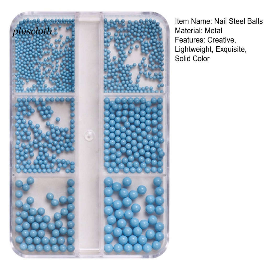 &lt; Pluscloth &gt; Hộp Hạt 3D Trơn Màu Tự Trang Trí Móng Tay Nghệ Thuật Kèm Hộp Đựng