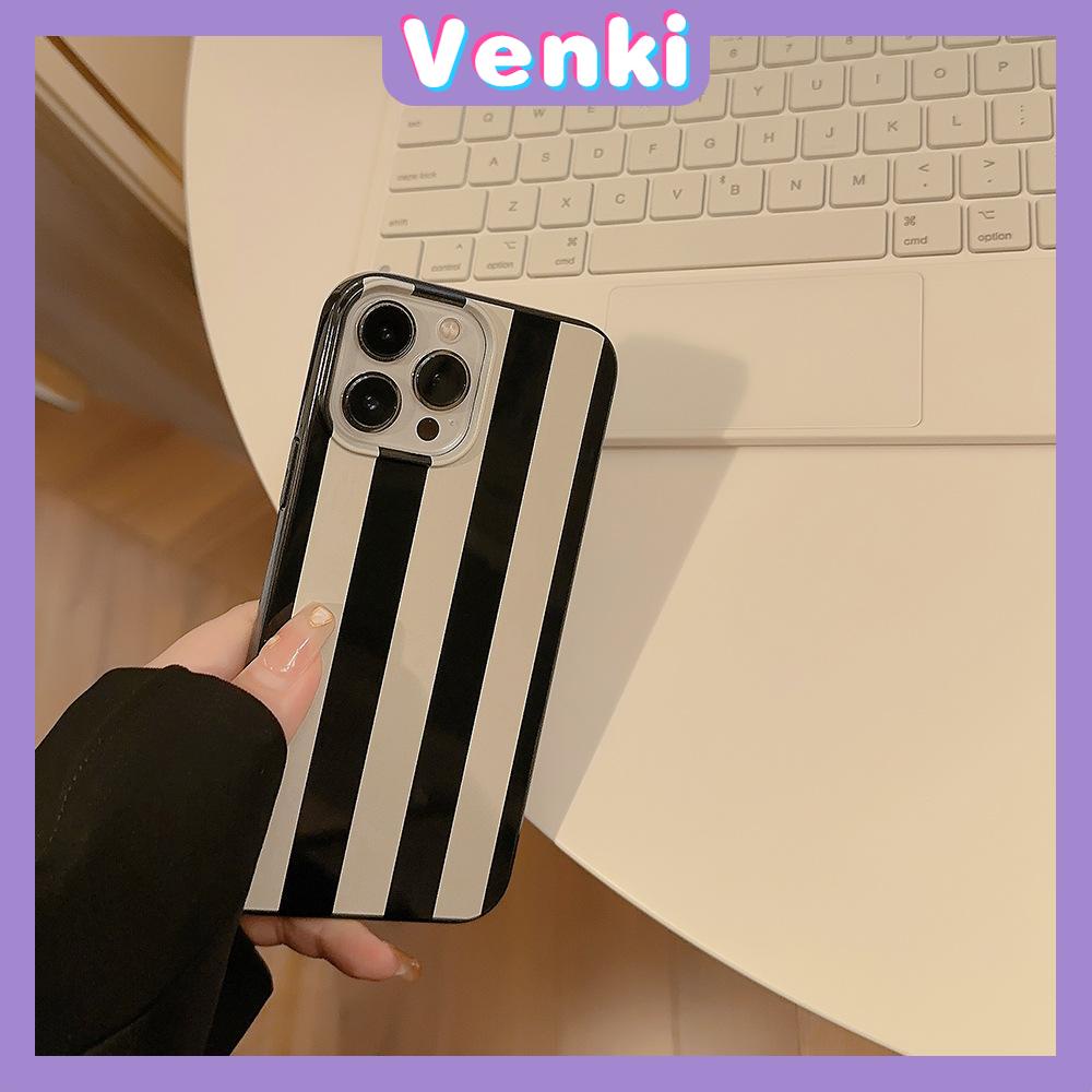 VENKI - Dành Cho iPhone 11 Ốp Lưng iPhone Đen Bóng TPU Mềm Chống Sốc Bảo Vệ Camera Sọc Đen Trắng Đơn Giản Tương Thích Với iPhone 14 13 Pro max 12 Pro Max xr xs max 7 8