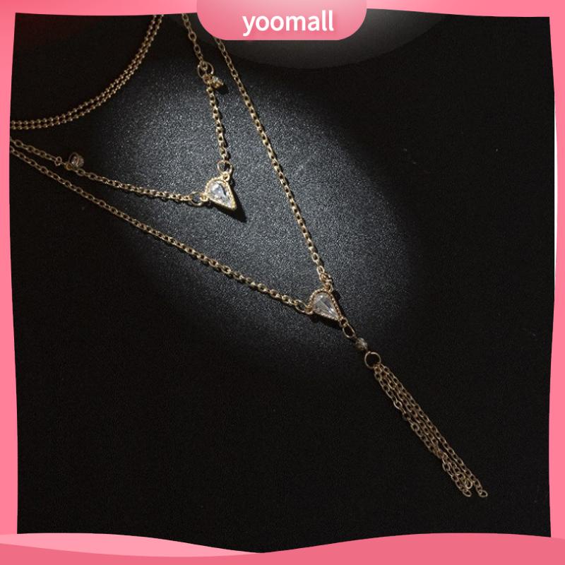 Vòng cổ Nhiều Lớp Đính Đá Tua Rua Thời Trang