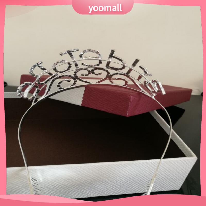 Băng Đô Vương Miện Cô Dâu Đính Pha Lê In Chữ