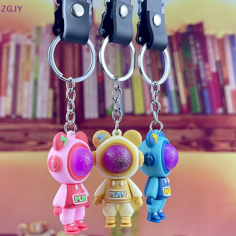 Móc Khóa Hình Gấu Bằng PVC Phối Tua Rua Dễ Thương DIY Mới