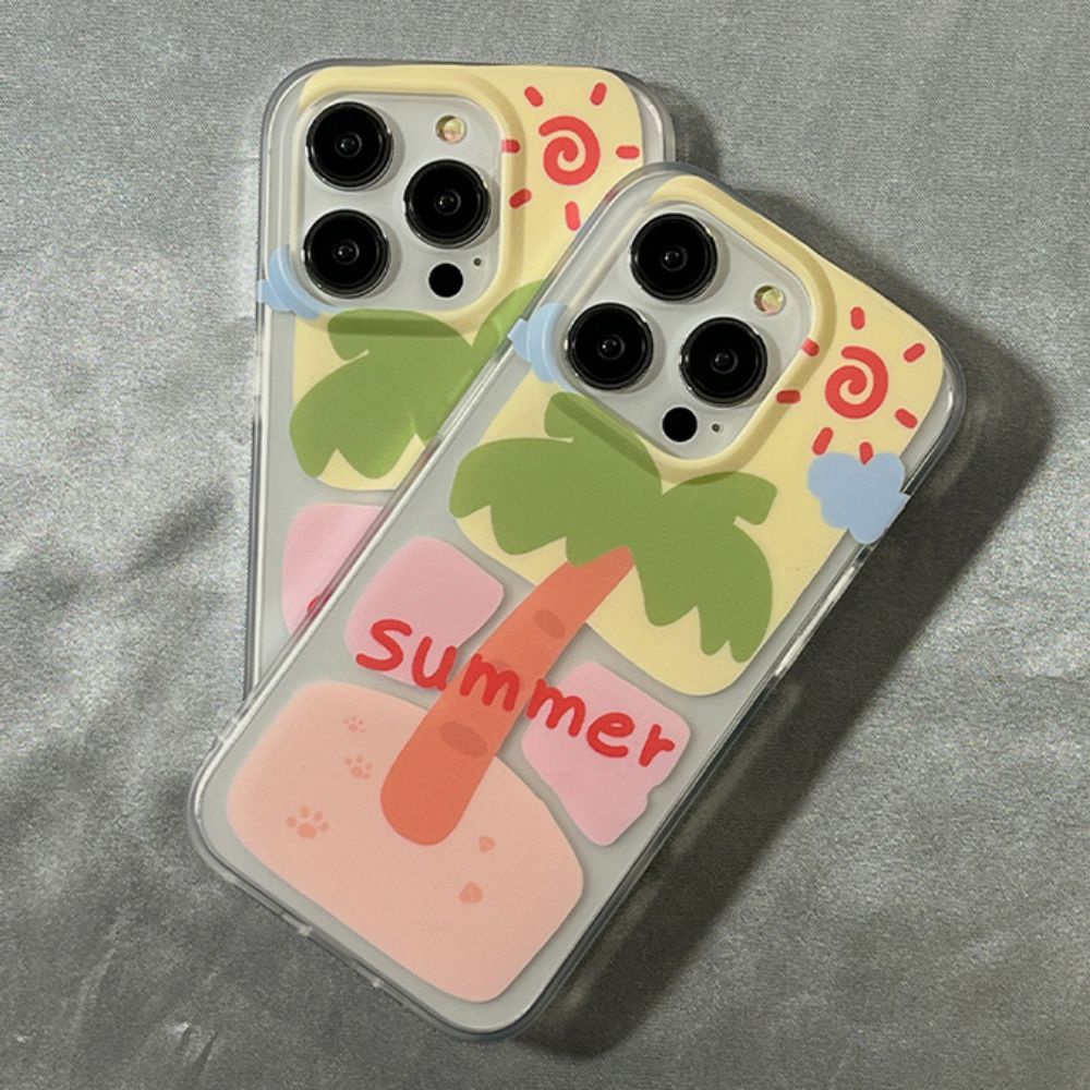 Ốp Điện Thoại TPU Mềm Chống Sốc Họa Tiết Cây Dừa Mùa Hè Cho IPhone 14 13 12 11 Pro Max X XR 8 7 Plus