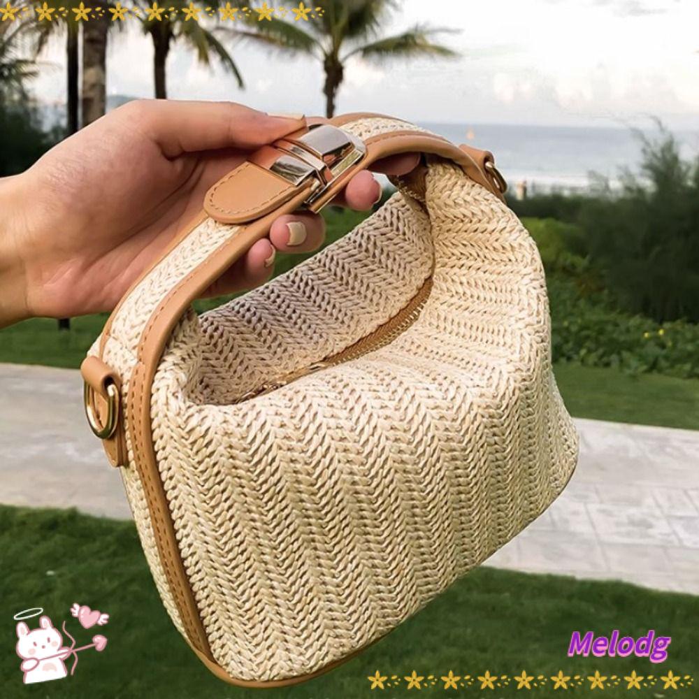 MELODG Túi Rơm Đeo Chéo Mùa Hè Phong Cách Bohemian Mới Cho Nữ