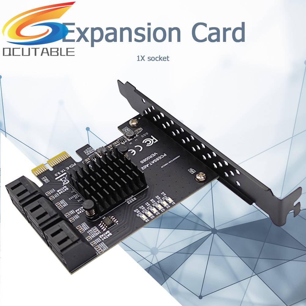 Card 6 Cổng SATA III PCIe 6Gbps SATA 3.0 Sang PCIe 1X Kèm Giá Đỡ