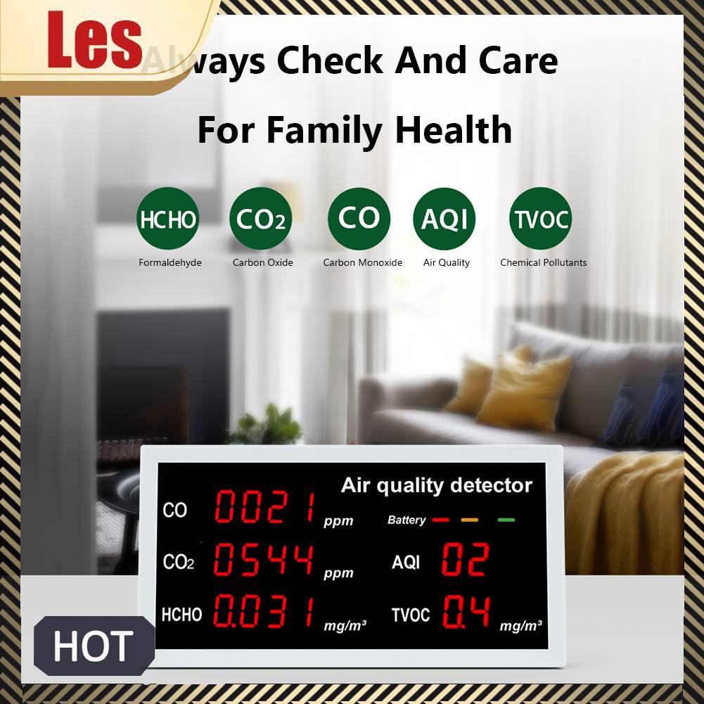 Máy Kiểm Tra Chất Lượng Không Khí CO2 HCHO TVOC AQI W17 Có Thể Sạc Lại Đ