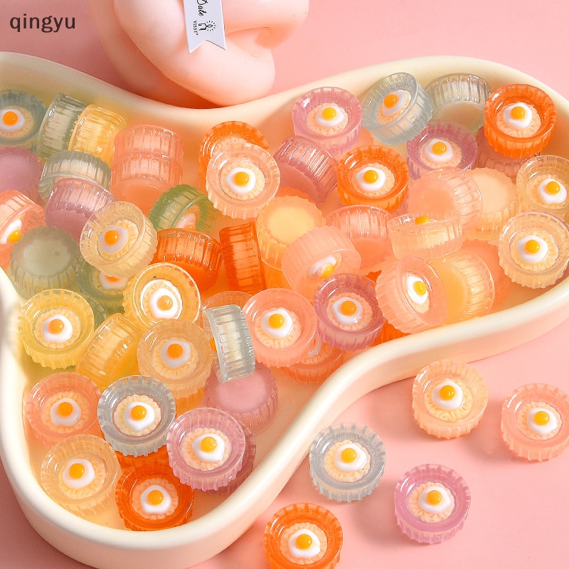 Qingyu Bộ 5 Đồ trang trí Trứng Ngâm Sợi Dạ Quang Mini Bằng Nhựa Resin Phát Sáng Trong Bóng Tối Trang Trí