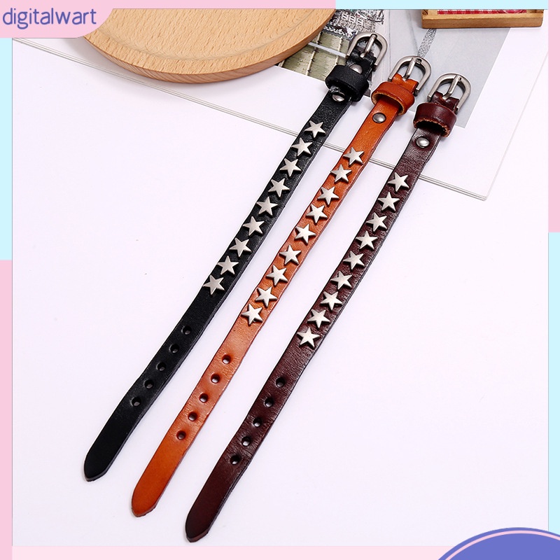 Vòng Tay Da Bò Đính Ngôi Sao Năm Cánh Phong Cách hip hop