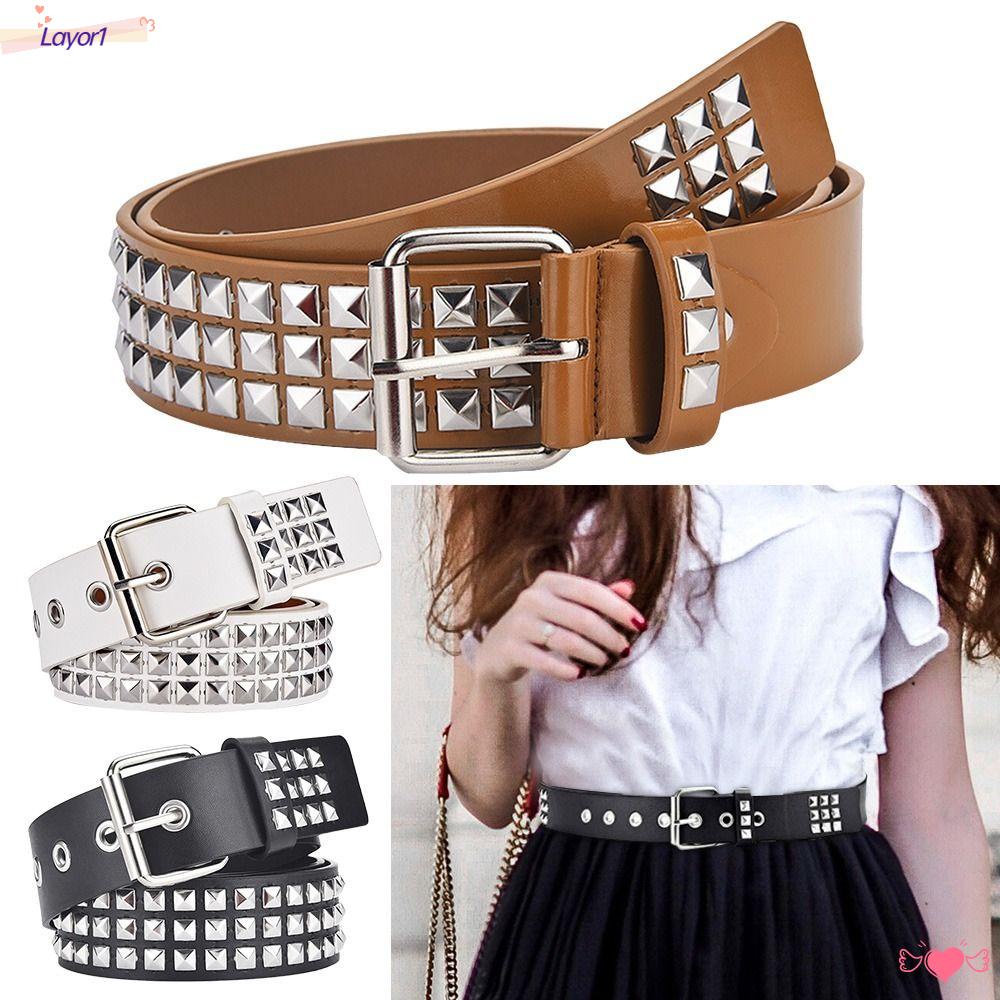 LAYOR1 Thắt Lưng Da Bản Rộng LAYOR1 Phong Cách Punk Cổ Điển Sang Trọng