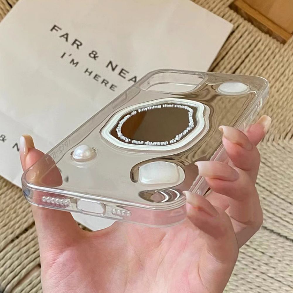 Ốp Điện Thoại TPU Mềm Trong Suốt Đính Ngọc Trai 3D Lấp Lánh Chống Sốc Cho IPhone 14 13 12 11 Pro Max X XR 8 7 Plus SE