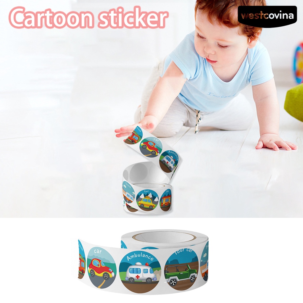 [WSTN] [WSTN]✎Cuộn 500 Miếng Dán Trang Trí In Hình Hoạt Hình Bằng Đồng Tự Dính Có Thể Tháo Gỡ