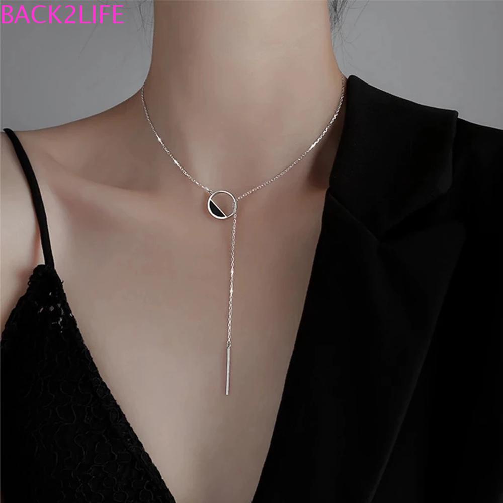 BACK2LIFE Vòng cổ Choker 2 Lớp Mặt Tròn Đơn Giản Cho Nữ