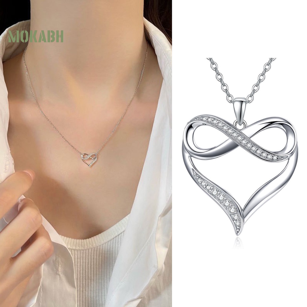 [Mok Abh] Vòng cổ Mặt Hình Số 8 Đính Đá Lấp Lánh Kiểu Dáng Sang Trọng Cho Nữ