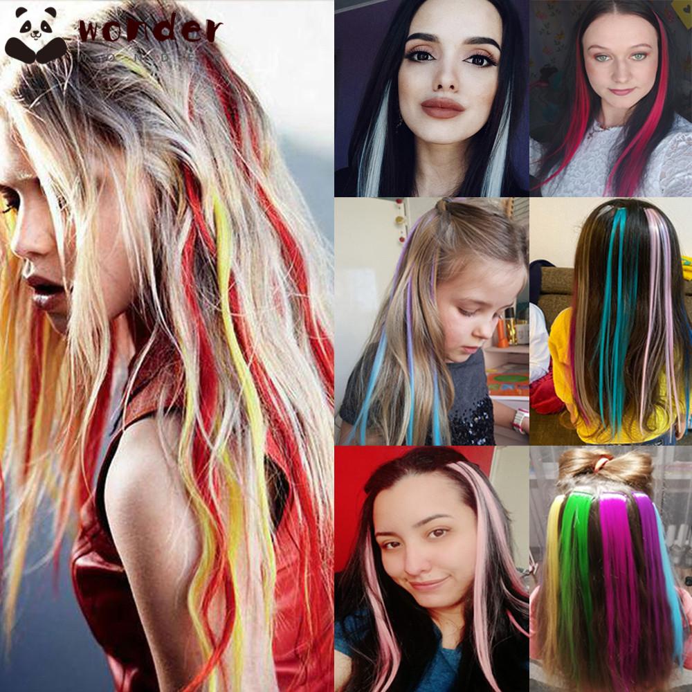 WONDER Tóc Giả Có Kẹp Nhiều Màu Sắc Bằng Sợi Tổng Hợp Dùng Hóa Trang Tiệc Giáng Sinh