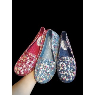 Giày búp bê nữ nhựa dẻo mềm in hoa nổi size 36-40 đẹp