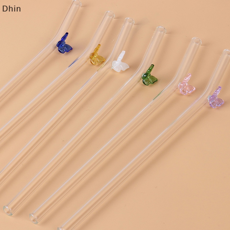 Bộ Ống Hút Thủy Tinh Hình Bướm Có Thể Tái Sử Dụng Cho Quán Bar / Cocktail