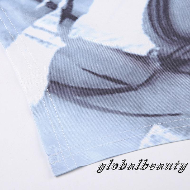 Áo Hai Dây Hở Lưng Dáng Ôm In Họa Tiết Phong Cách Cổ Điển Thời Trang Mùa Hè Quyến Rũ Cho Nữ