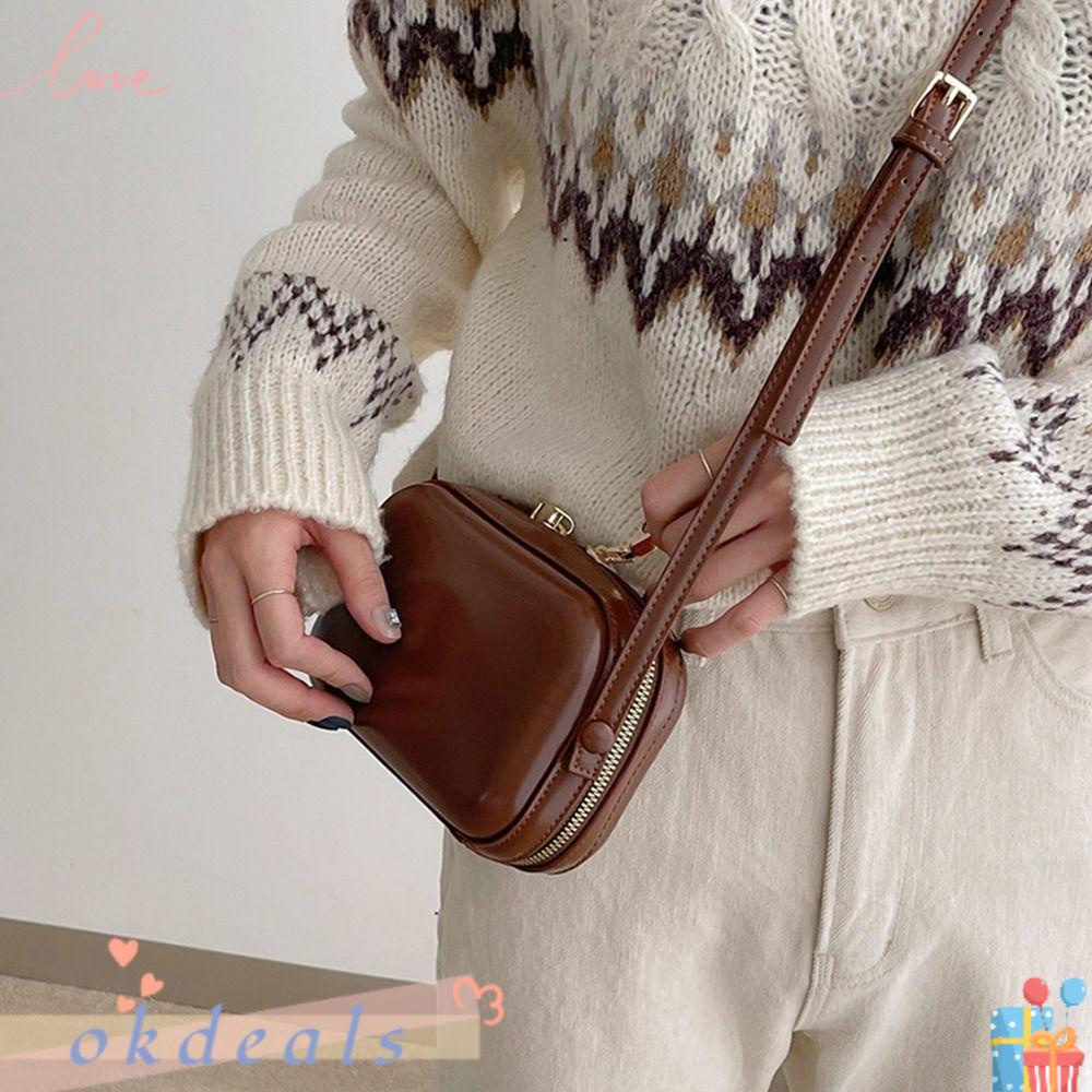 Túi Đeo Chéo Bằng Da Kiểu Retro Thời Trang Sành Điệu Cho Nữ