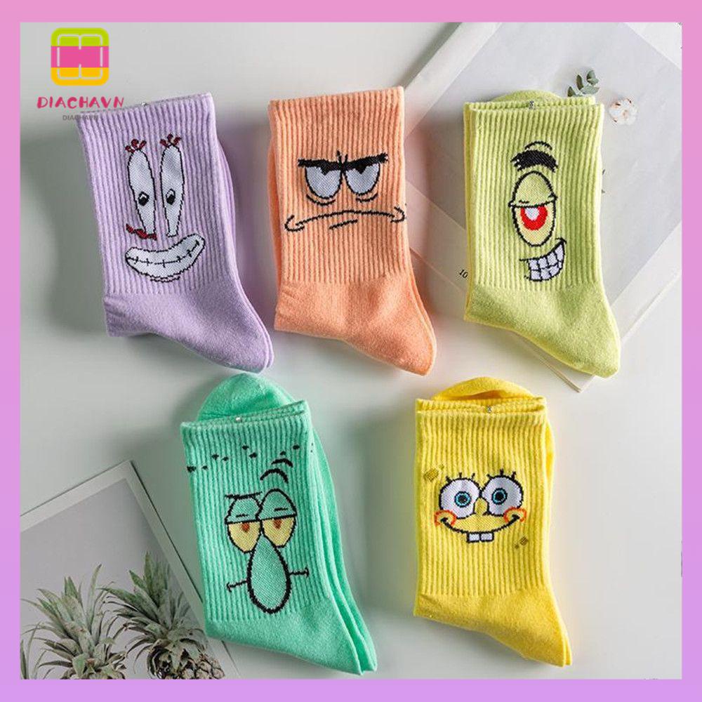 DIACHAVN Vớ Nữ Co Giãn Họa Tiết Hoạt Hình Spongebob Đáng Yêu