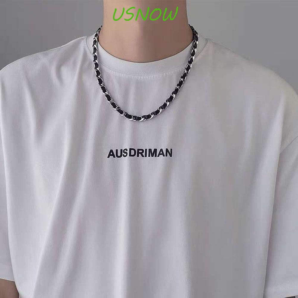 USNOW Vòng cổ Thép Titan Thiết Kế Đơn Giản Thời Trang Cho Nam Nữ