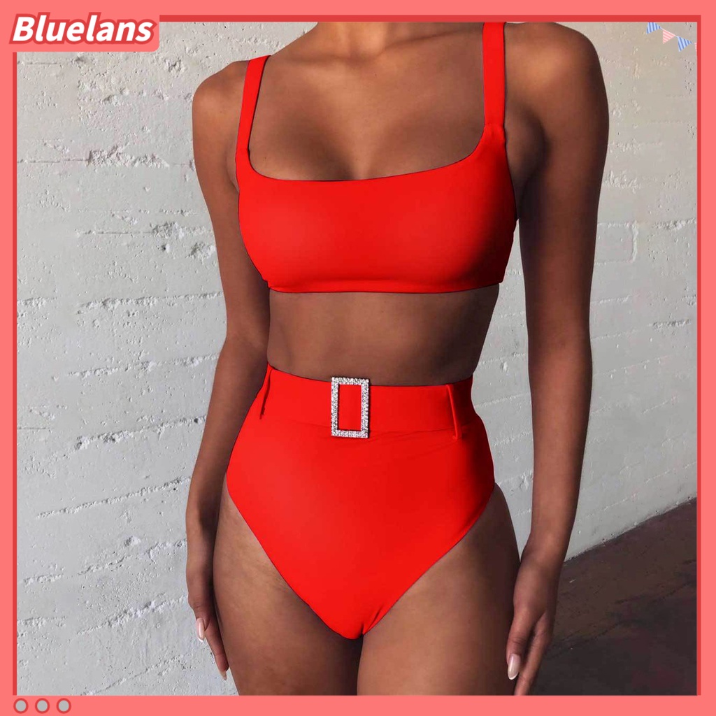 Bộ Đồ Bơi 2 Mảnh Lưng Cao Không Tay Màu Sắc Thời Trang Cho Nữ