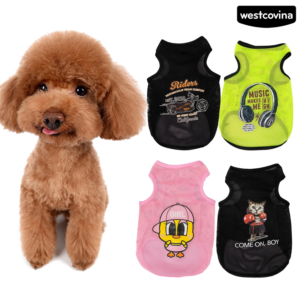 [COD]♞Áo Khoác Bằng Polyester Siêu Mỏng Không Tay Chống Nắng In Họa Tiết Hoạt Hình Cho Thú Cưng