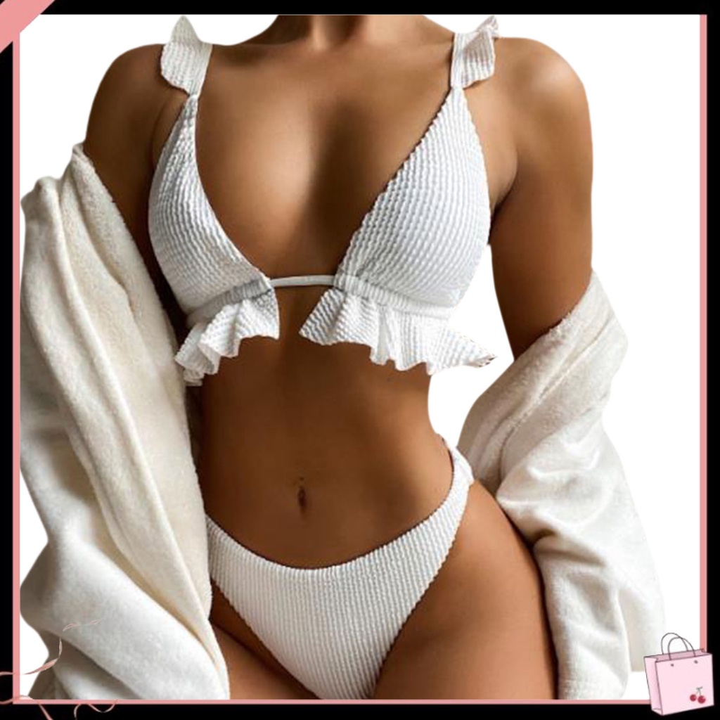 {Soltweter} Bộ Đồ Bơi Bikini Lưng Cao Có Đệm Lót Gân Co Giãn Tốt Phù Hợp Với Mùa Hè Dành Cho Nữ Đi Bơi