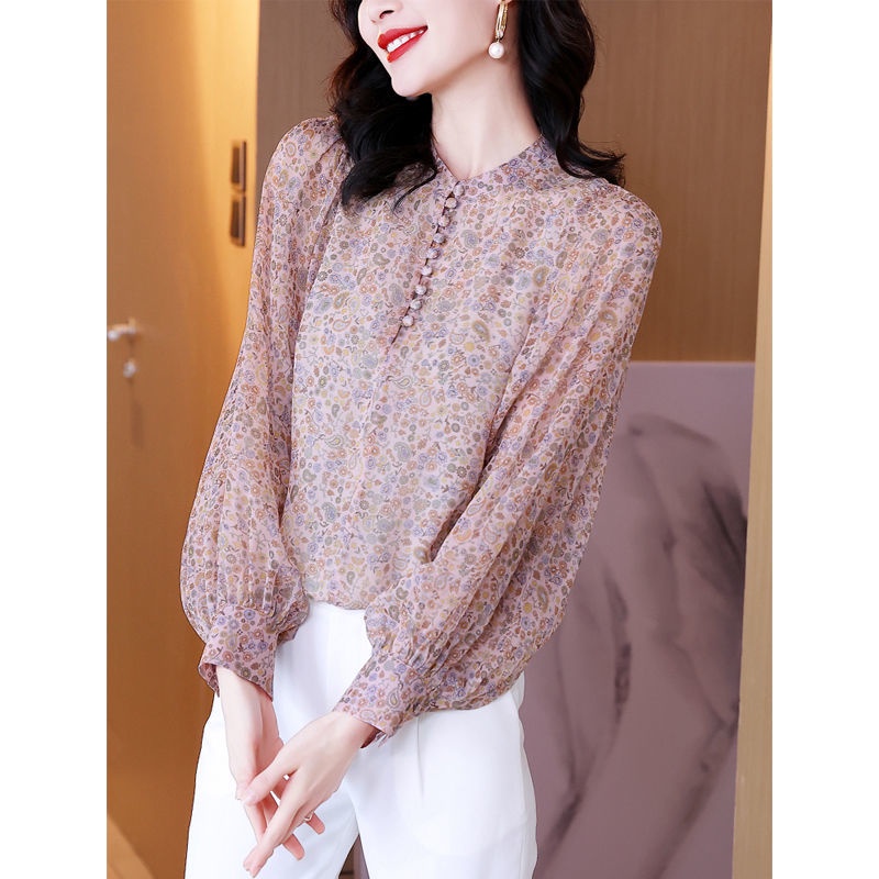 Áo Sơ Mi Chiffon Tay Dài In Họa Tiết Hoa Phong Cách Phương Tây Thời Trang Mùa Hè Hàng Mới Dành Cho