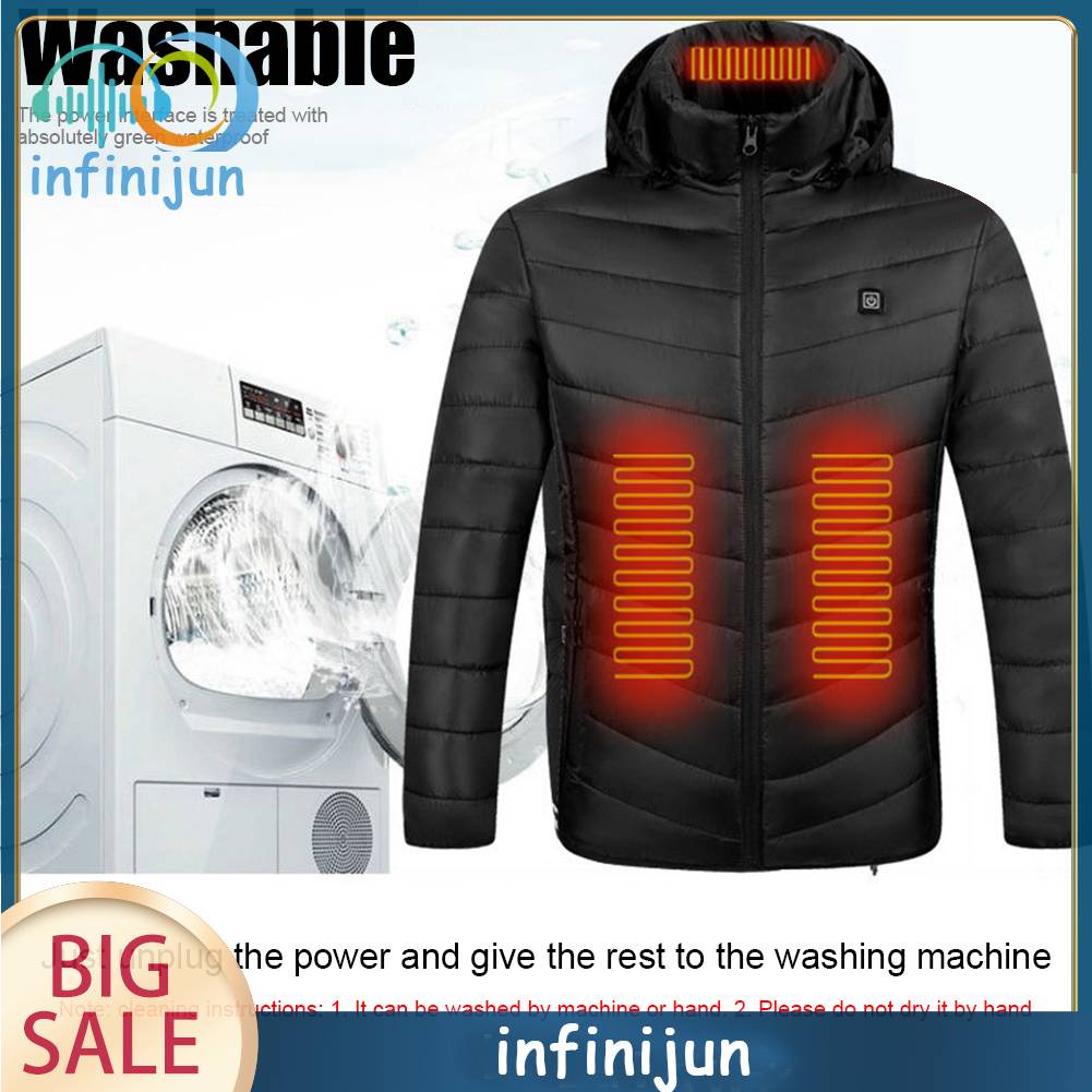 Áo Khoác Giữ Ấm Chạy Điện 9 Khu Vực USB Thời Trang Mùa Đông Cho Nam