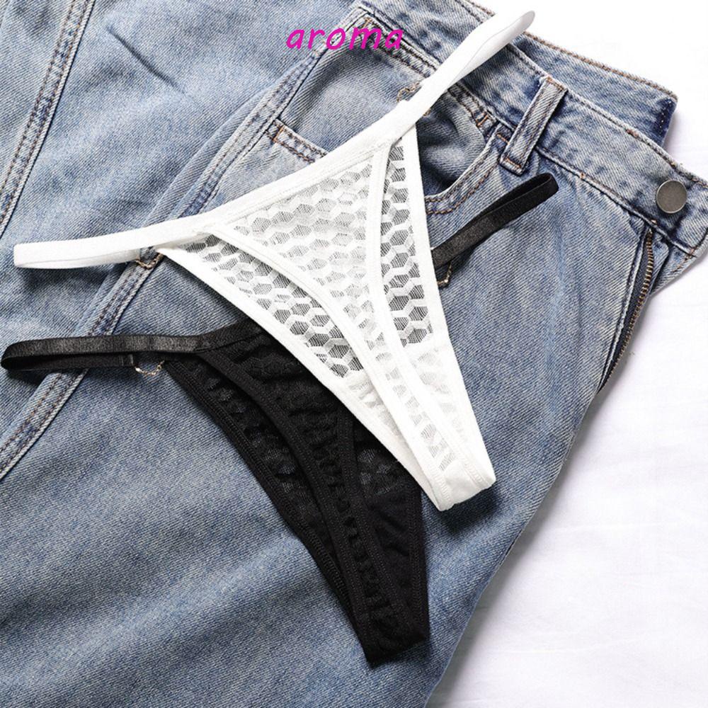 AROMA Quần Lót Ren Thoáng Khí Lưng Thấp Đơn Giản Phong Cách Hàn Quốc Cho Nữ