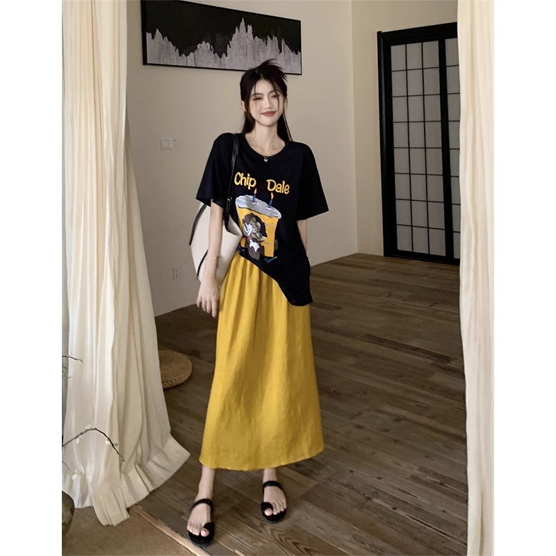 NRVP Áo Thun 100% Cotton Tay Ngắn Dáng Rộng In Họa Tiết Hoạt Hình Phong Cách Hàn Quốc Thời Trang Mùa Hè 2023 Cho Nữ