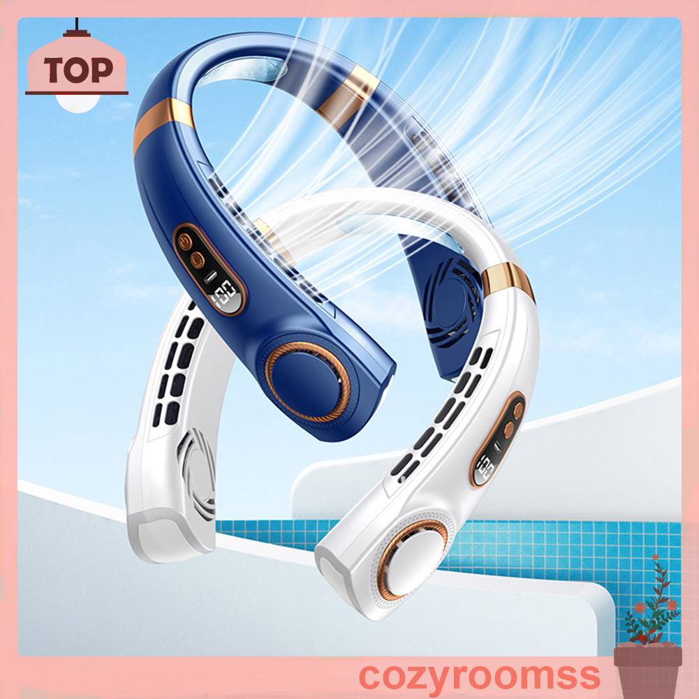 Quạt Điện Làm Mát Đeo Cổ 5 Tốc Độ Rảnh Tay Có Thể Sạc Lại Bằng Cổng USB