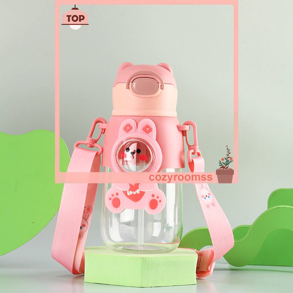 Bình Nước 660ml Bằng Nhựa Chống Tràn Dễ Thương Cho Bé