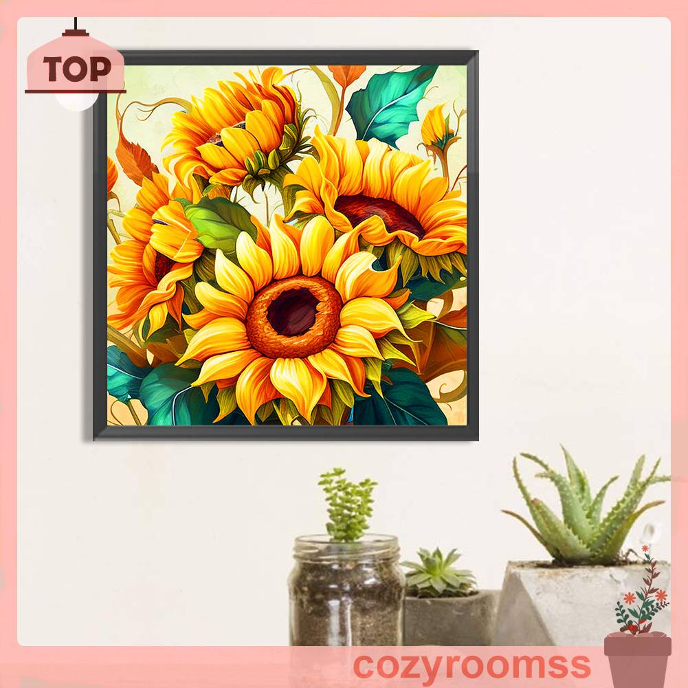 Tranh Đính Đá Kim Cương Toàn Bộ 5D DIY Hình Vẽ Hoa Hướng Dương