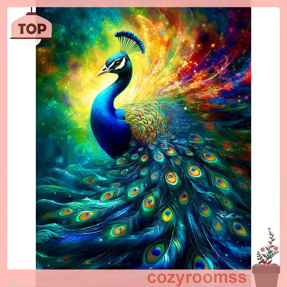 Bộ Tranh Đính Đá 5D Họa Tiết Chim Công Độc Đáo DIY Dùng Trang Trí Nhà Cửa