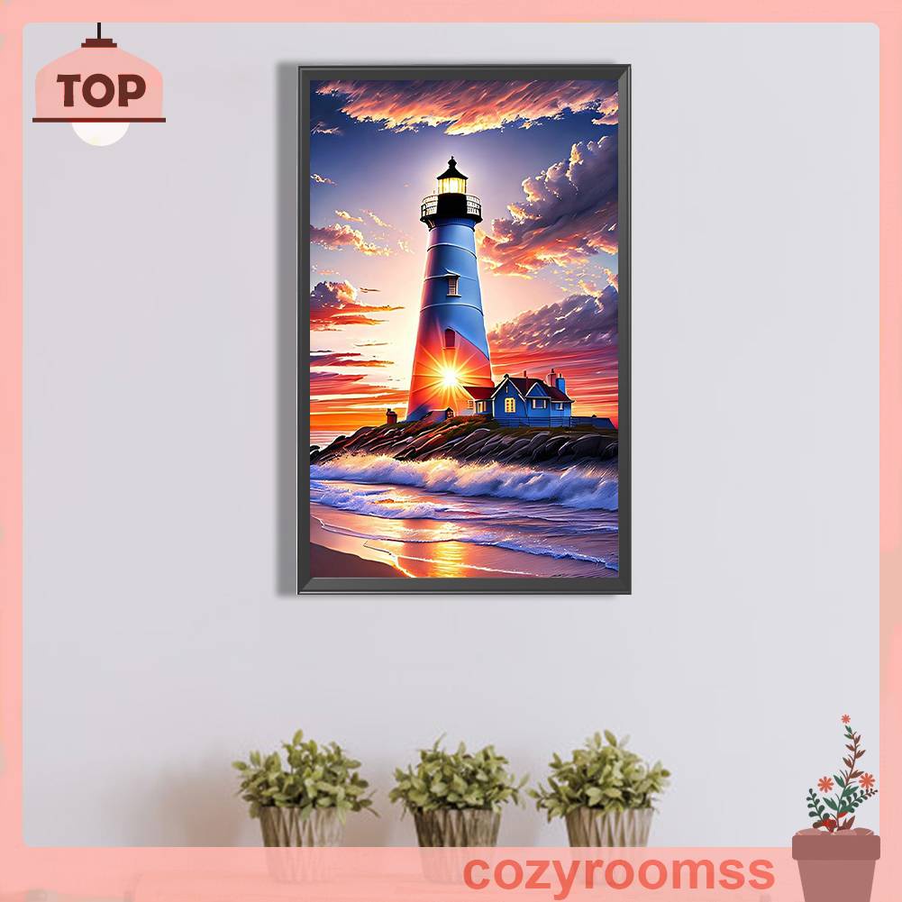Tranh Đính Đá Kim Cương Toàn Bộ 5D DIY Hình Ngọn Hải Đăng