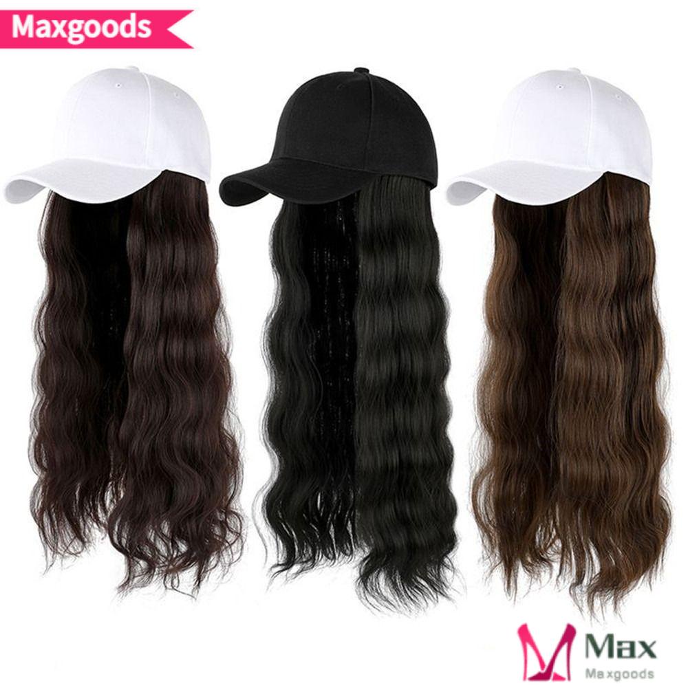 MAXG Mũ Lưỡi Trai Kèm Tóc Giả Màu Đen Tự Nhiên