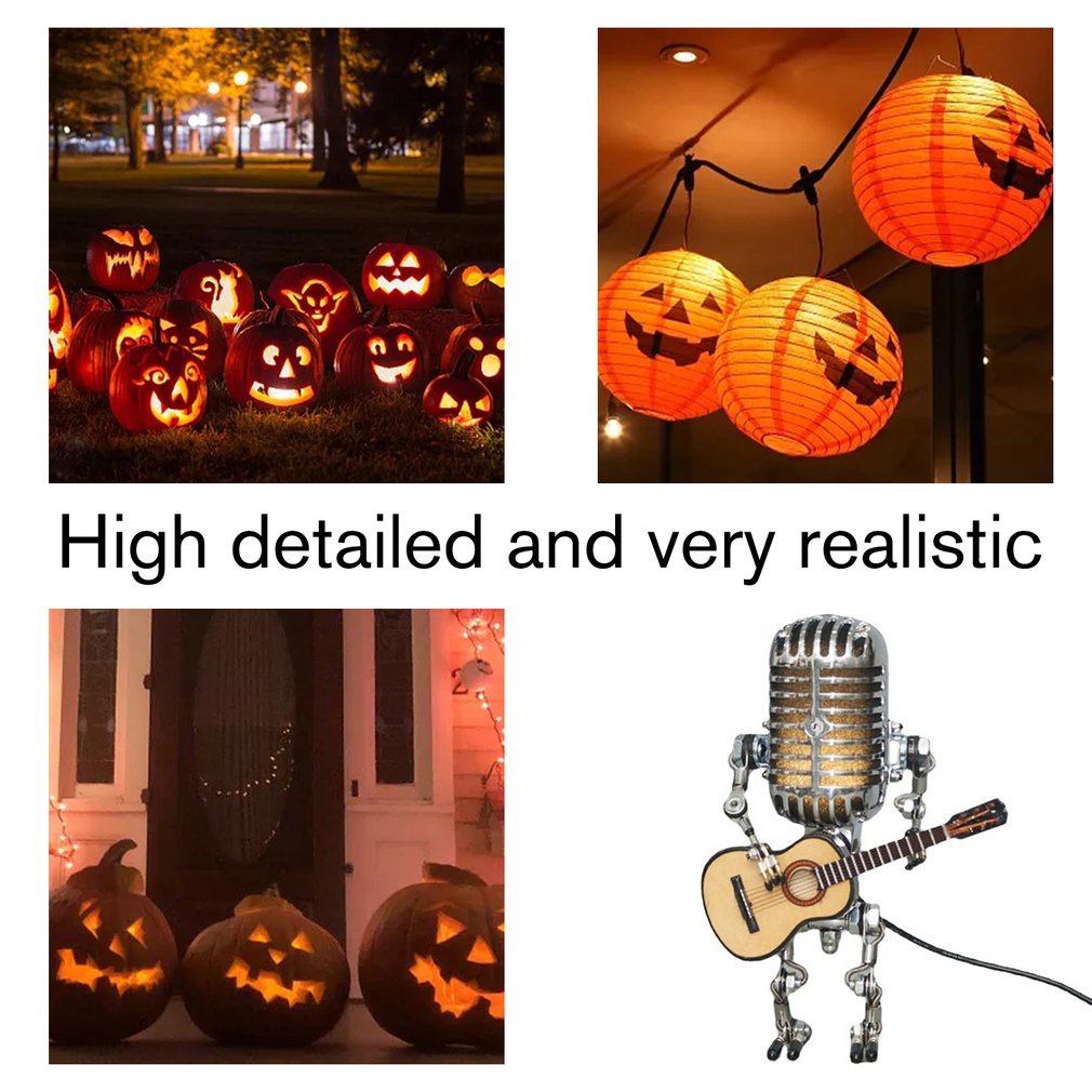 =Christmas=Ornaments Retro Microphone Robot Ornament Metal Craft Light Table Decor