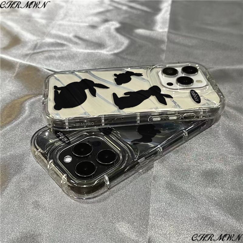 Ốp Điện Thoại Dẻo Trong Suốt Họa Tiết Chú Thỏ Đen Dễ Thương Cho iPhone14promax xr 460B 8 1312 / 11plus 7sins / / 14