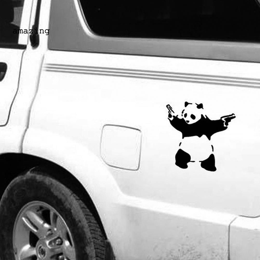 Đề Can Vinyl Hình Gấu Trúc Hoạt Hình Dán Trang Trí Cửa Sổ Xe Hơi