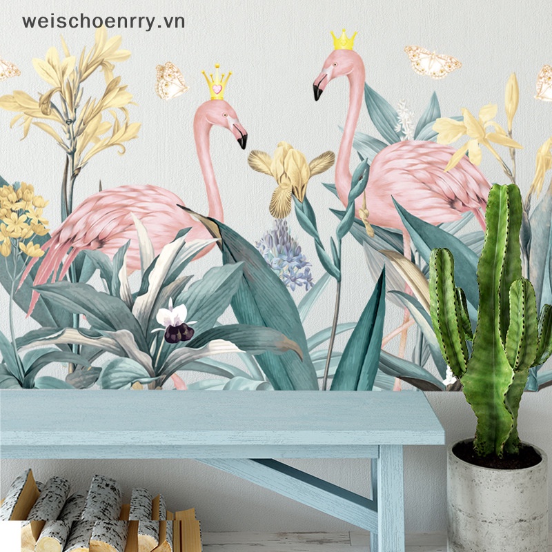 Sticker Dán Tường Họa Tiết Chim Hồng Hạc Trang Trí Phòng Khách