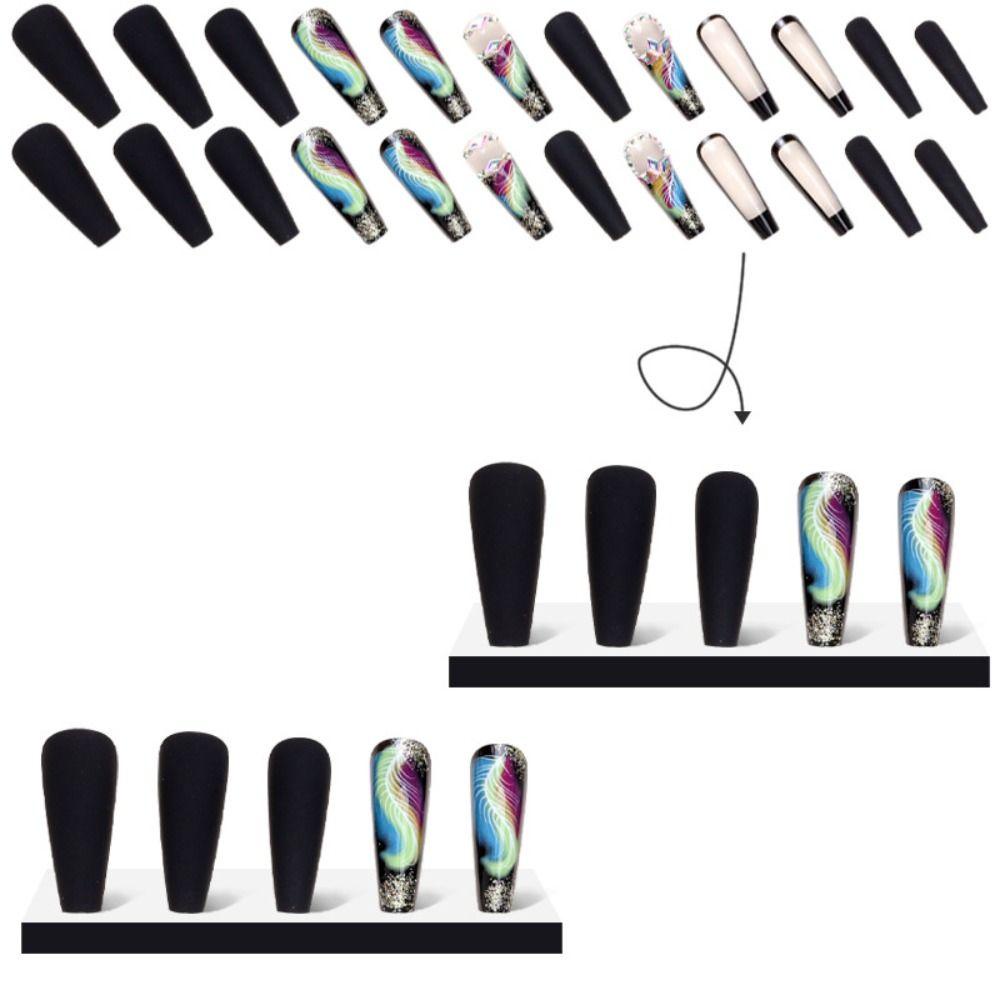 MELODG Bộ Móng Tay Giả Đầu Vuông Dạng Nhấn Thời Trang Có Thể Tháo Rời Cho Nữ