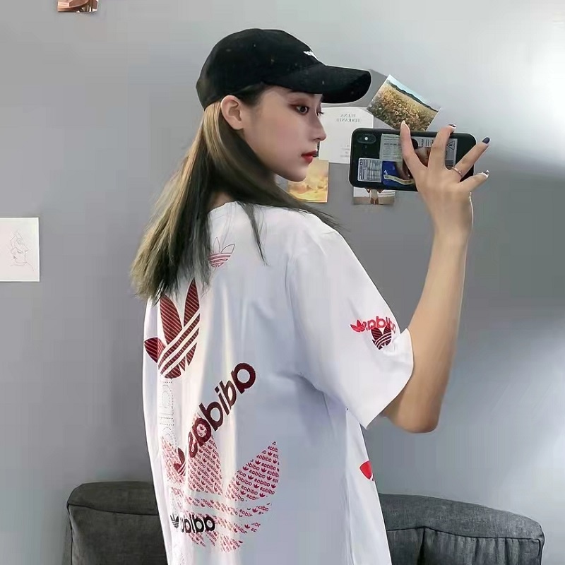 Áo Thun 100% Cotton Ngắn Tay In Logo Adidas Thời Trang Dành Cho Nam Và Nữ