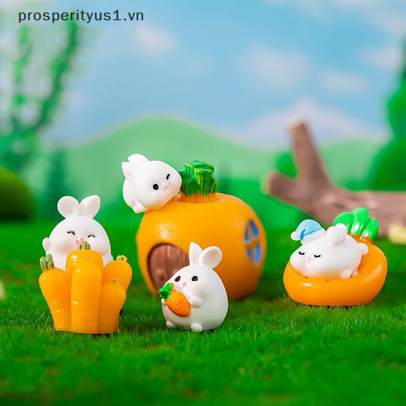 [prosperityus1] Đồ trang trí Thỏ Mini Bằng Nhựa Resin Thủ Công Trang Trí Tiểu Cảnh / Nhà Cửa / Văn Phòng [VN]