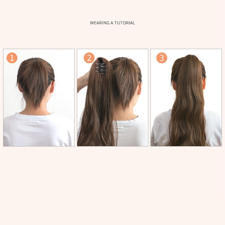 Tóc Giả Đuôi Ngựa 20 Inch Xoăn Gợn Sóng Màu Ombre Thời Trang